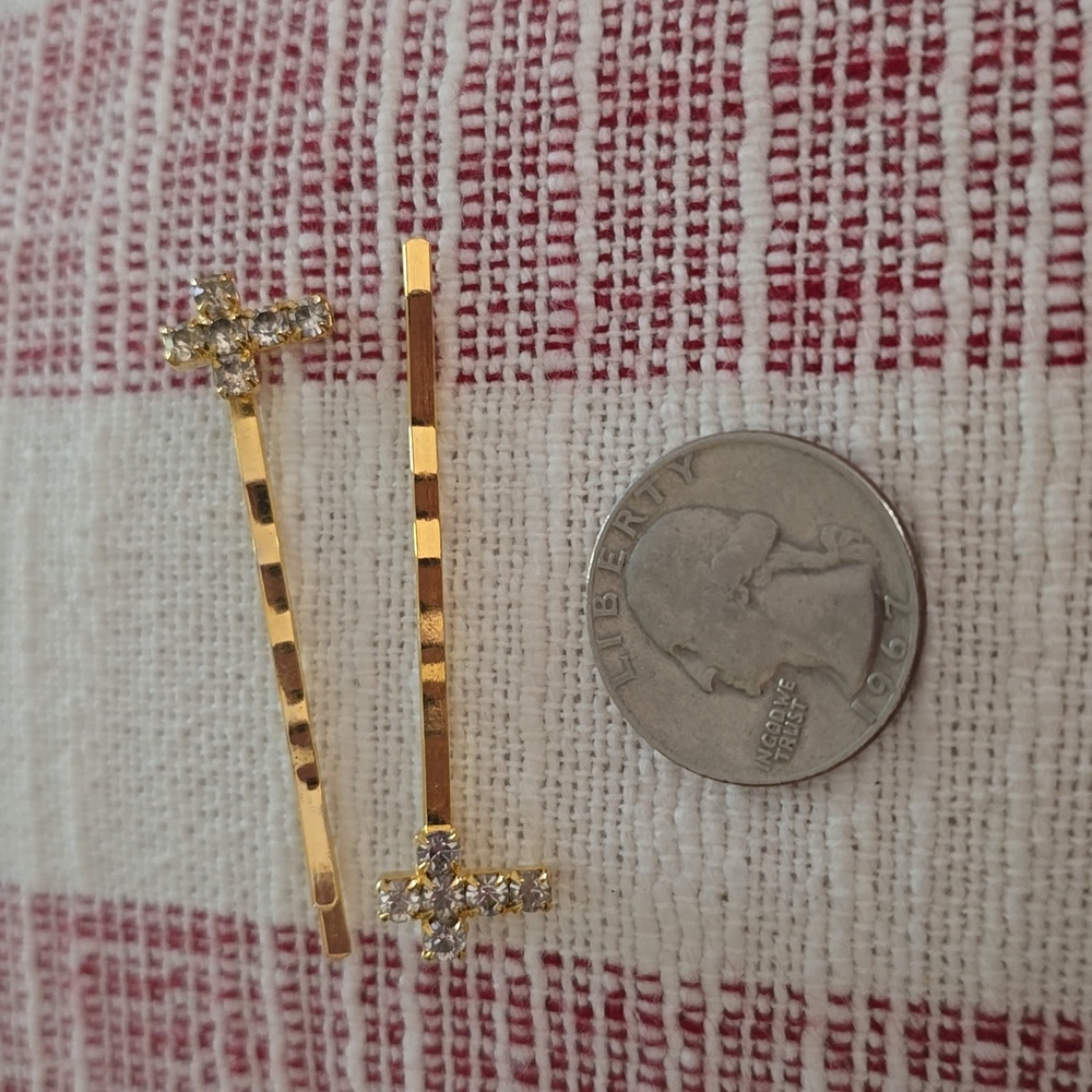 Gold Cross Hair Pins - EUC - Picture 7 of 7